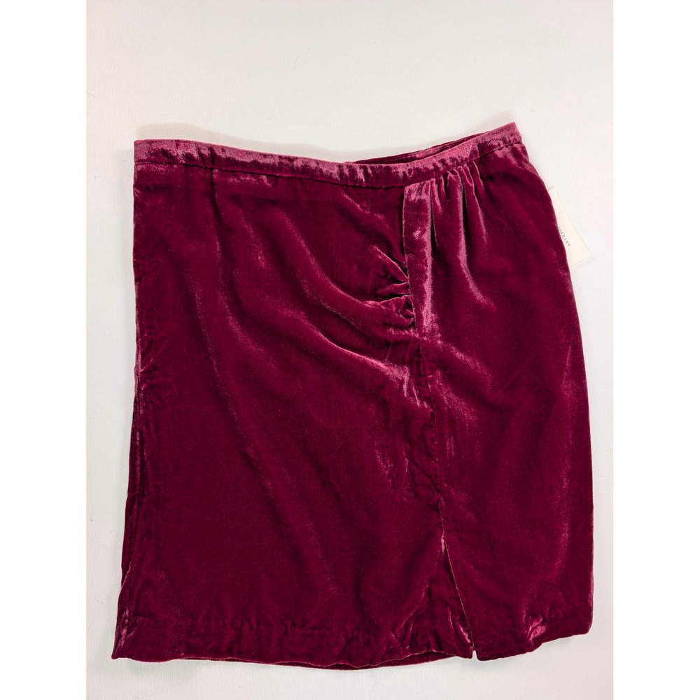 Anthropologie New Velvet Ruched Mini Skirt Burgundy Red Size 10 Holiday